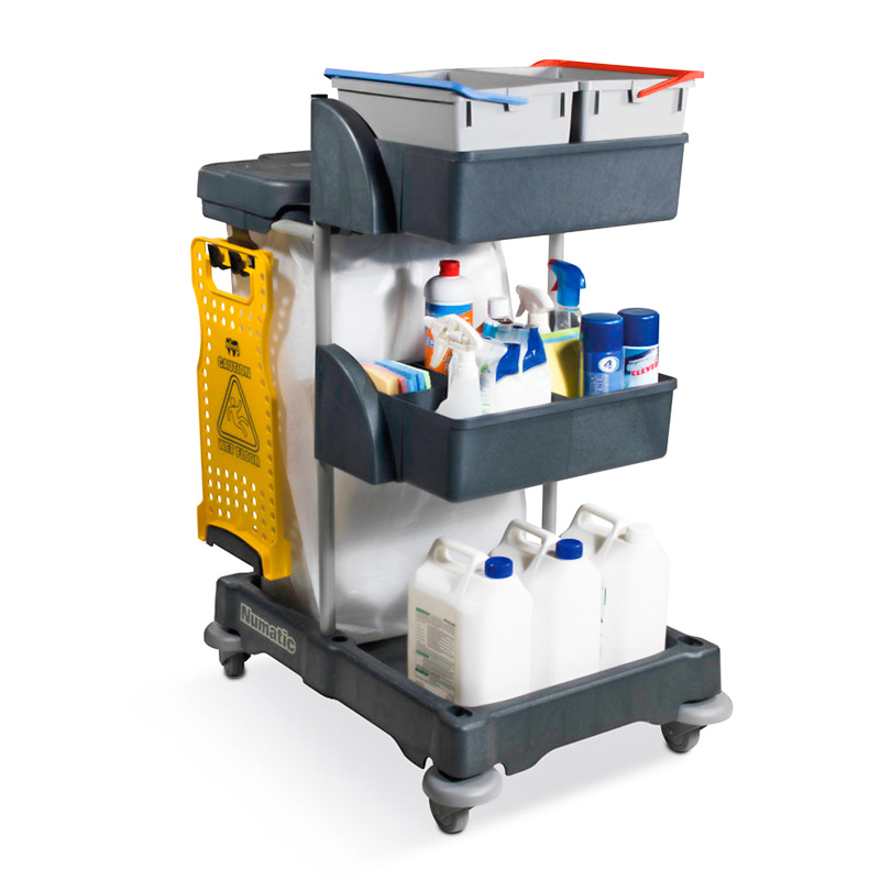 XCG3 Chariot Numatic grande capacite XCG3 NUMATIC Chariot de ménage avec grandes surfaces de stockage